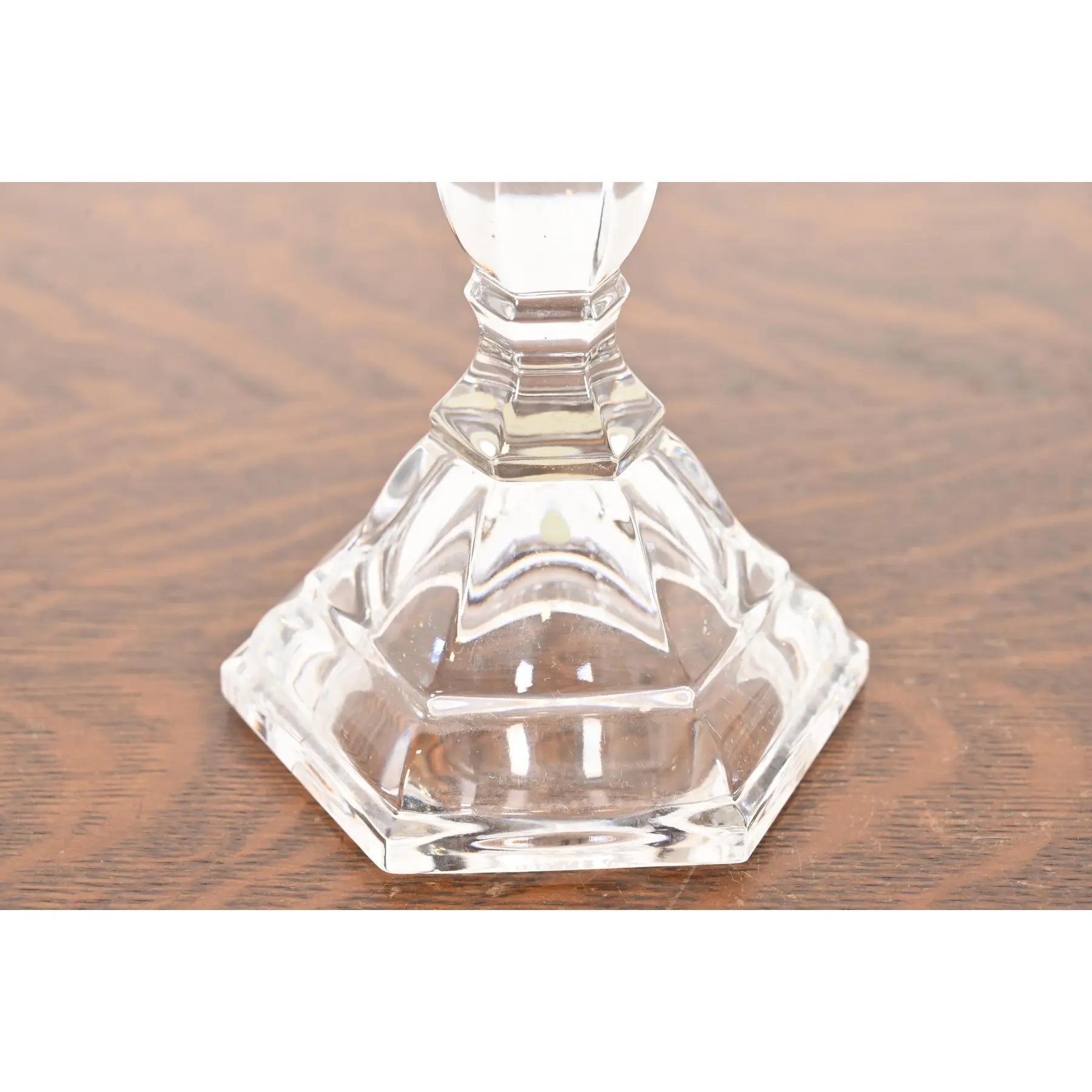 Tiffany & Co. Clear Crystal Candlesticks, Pair For Sale 3