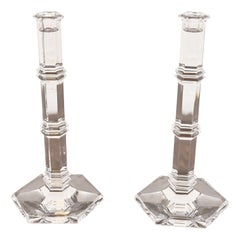 Tiffany & Co. Candelabros de cristal transparente, Pareja