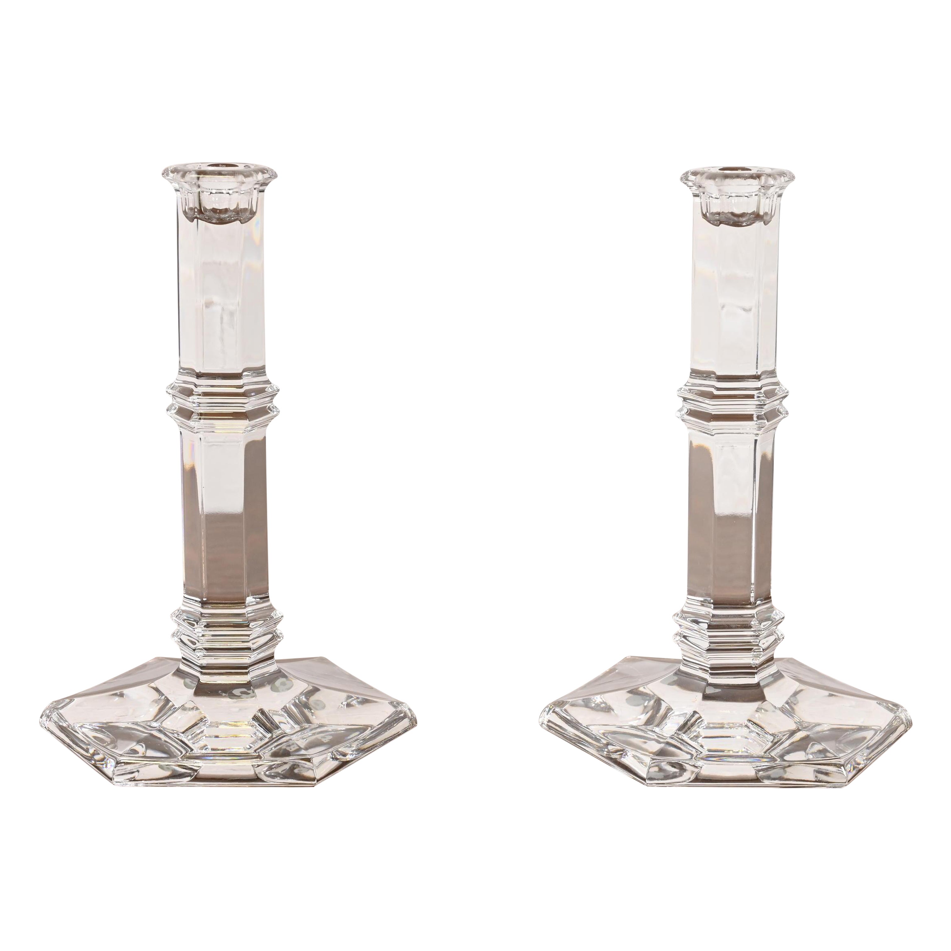 Tiffany & Co. Candelabros de cristal transparente, Pareja en venta