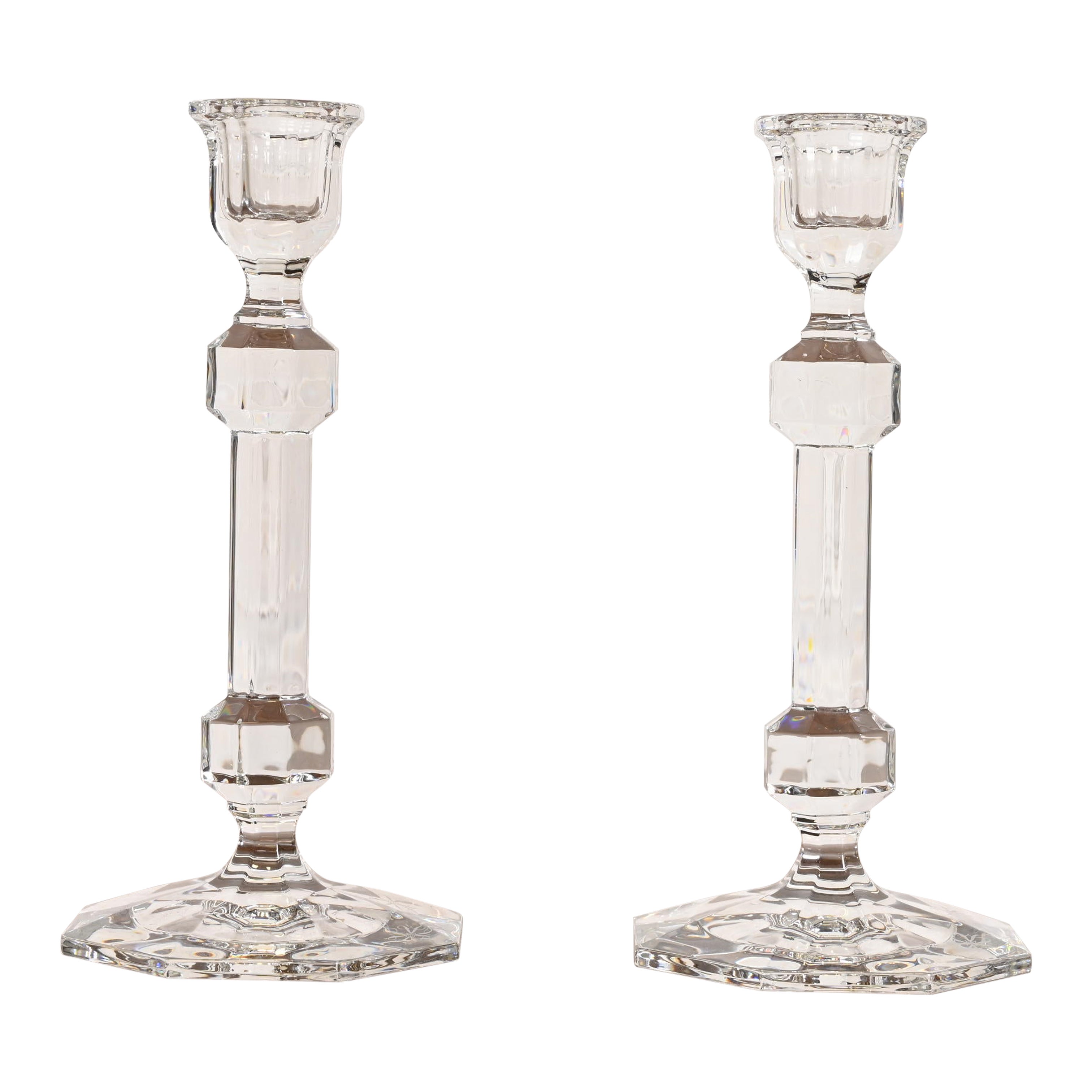 Tiffany & Co. Candelabros de cristal transparente, Pareja