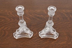 Tiffany & Co. Clear Crystal Candlesticks With Dragon Motif, Pair