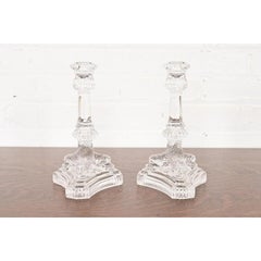 Tiffany & Co. Clear Crystal Candlesticks With Dragon Motif, Pair