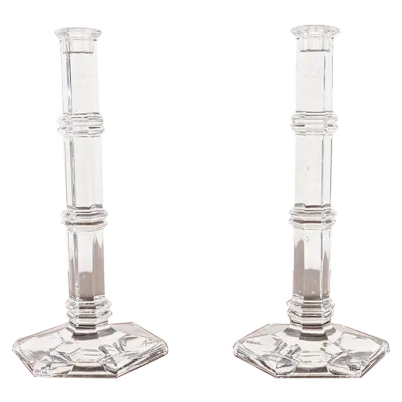 Tiffany & Co. Candelieri alti in cristallo trasparente, coppia