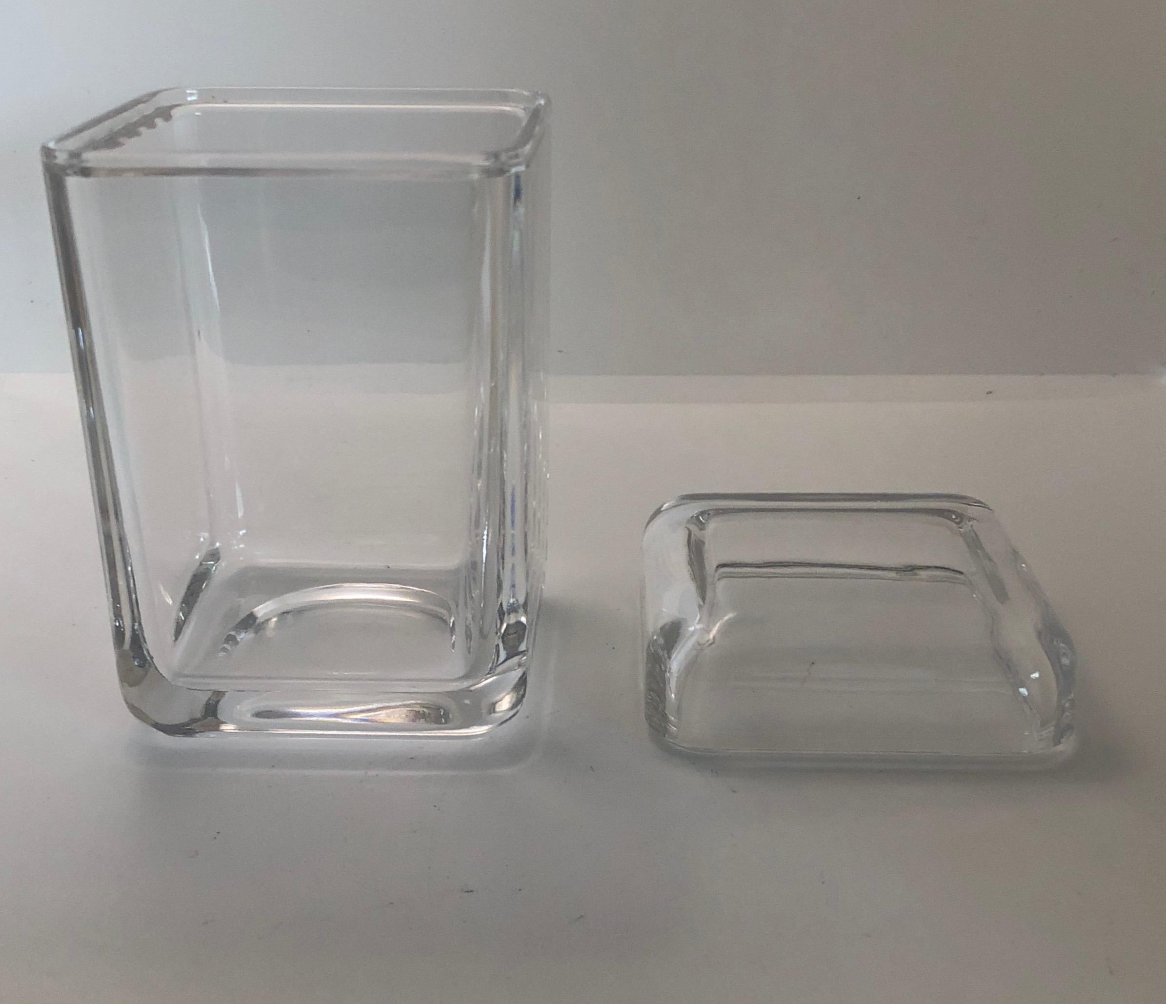 Tiffany & Co. Clear Elongated Geometric Rectangular Glass Container/Jar with Lid For Sale 1