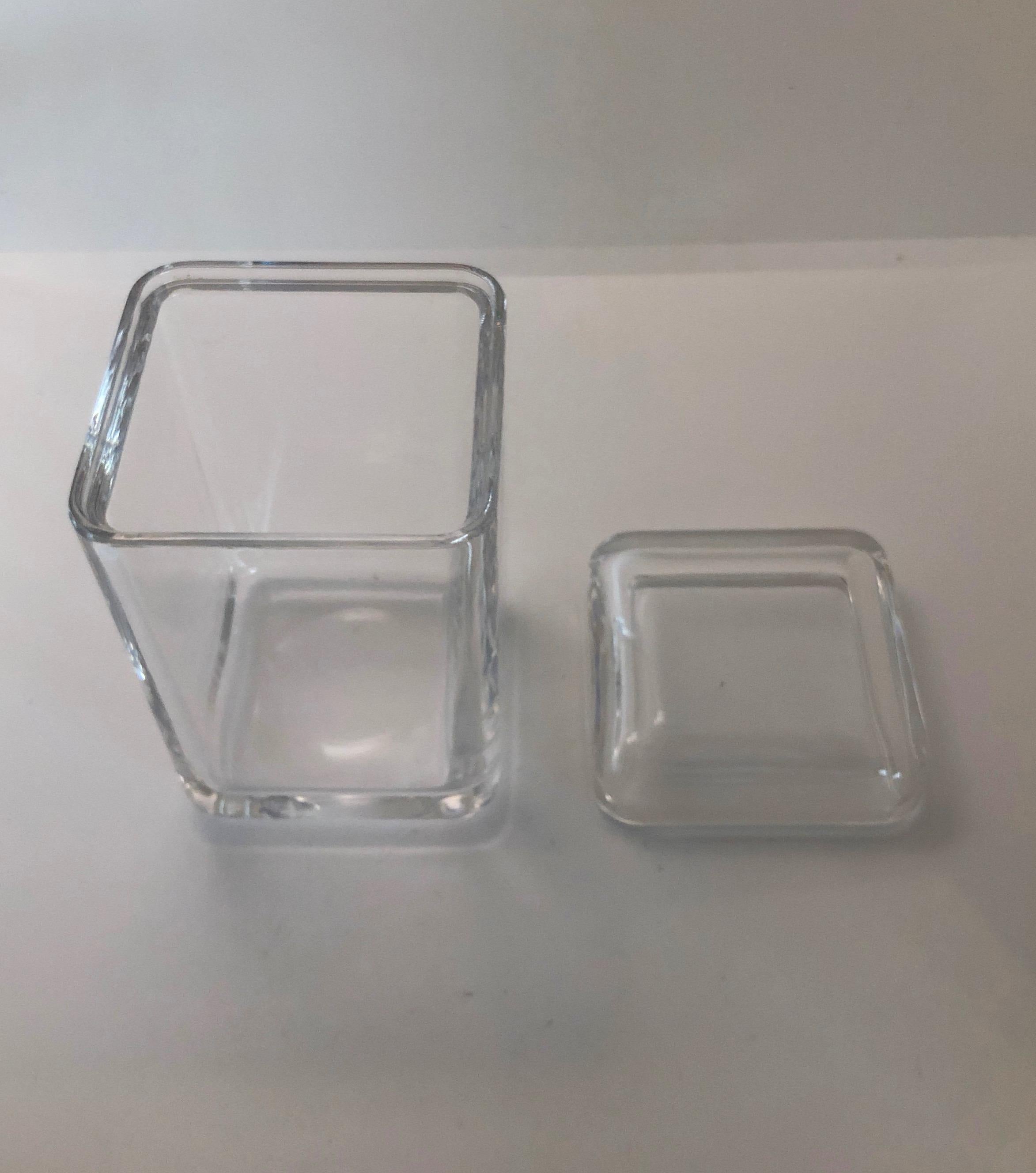 Tiffany & Co. Clear Elongated Geometric Rectangular Glass Container/Jar with Lid For Sale 3