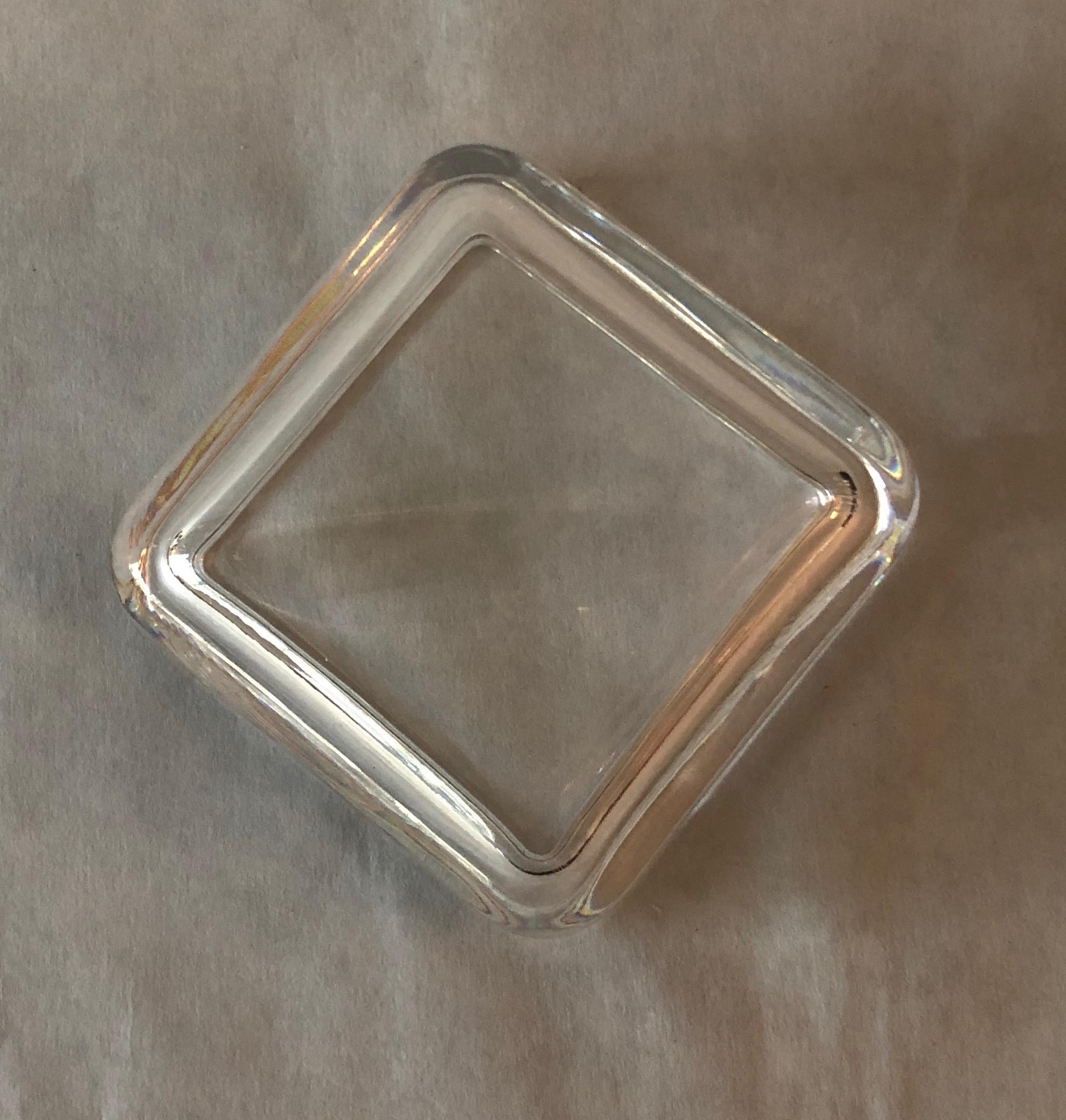 Tiffany & Co. Clear Elongated Geometric Rectangular Glass Container/Jar with Lid For Sale 7