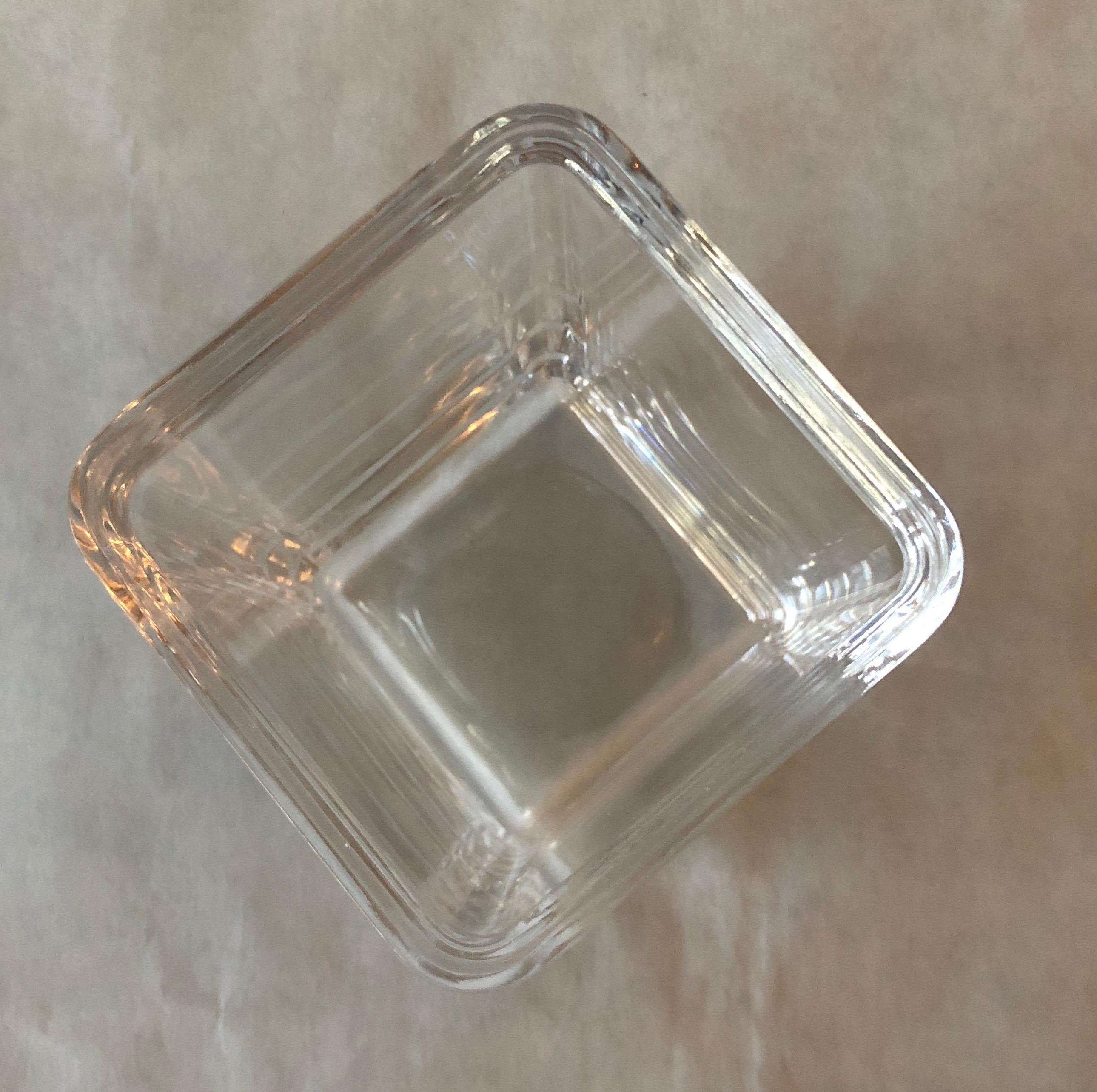 Tiffany & Co. Clear Elongated Geometric Rectangular Glass Container/Jar with Lid For Sale 9