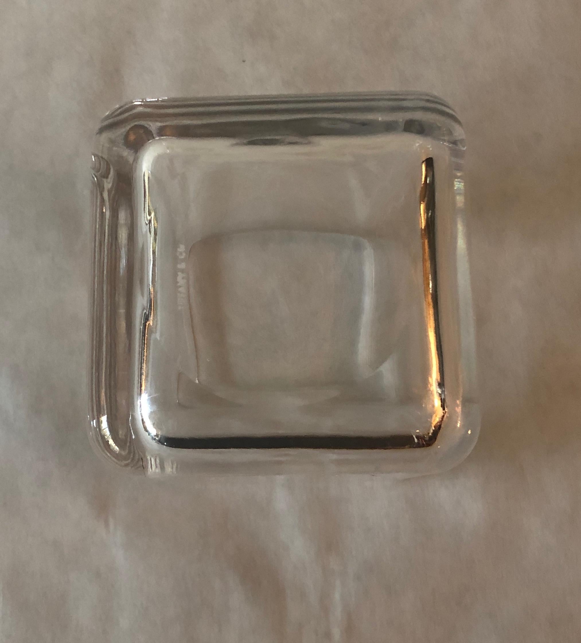 Tiffany & Co. Clear Elongated Geometric Rectangular Glass Container/Jar with Lid For Sale 10