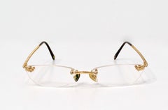 Tiffany & Co. Klare, vergoldete, randlose Brille mit Kristalldetails