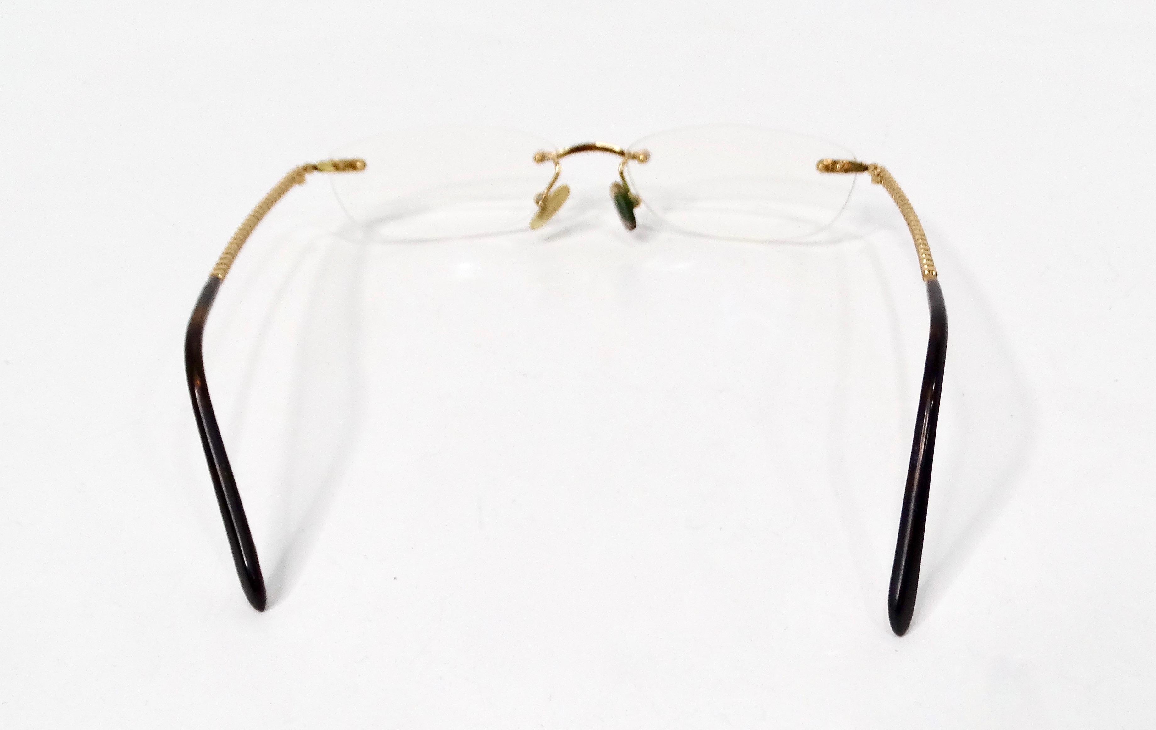 Women's Tiffany & Co. Clear Gold Plated Rimless Eyeglasses With Crystal Details For Sale