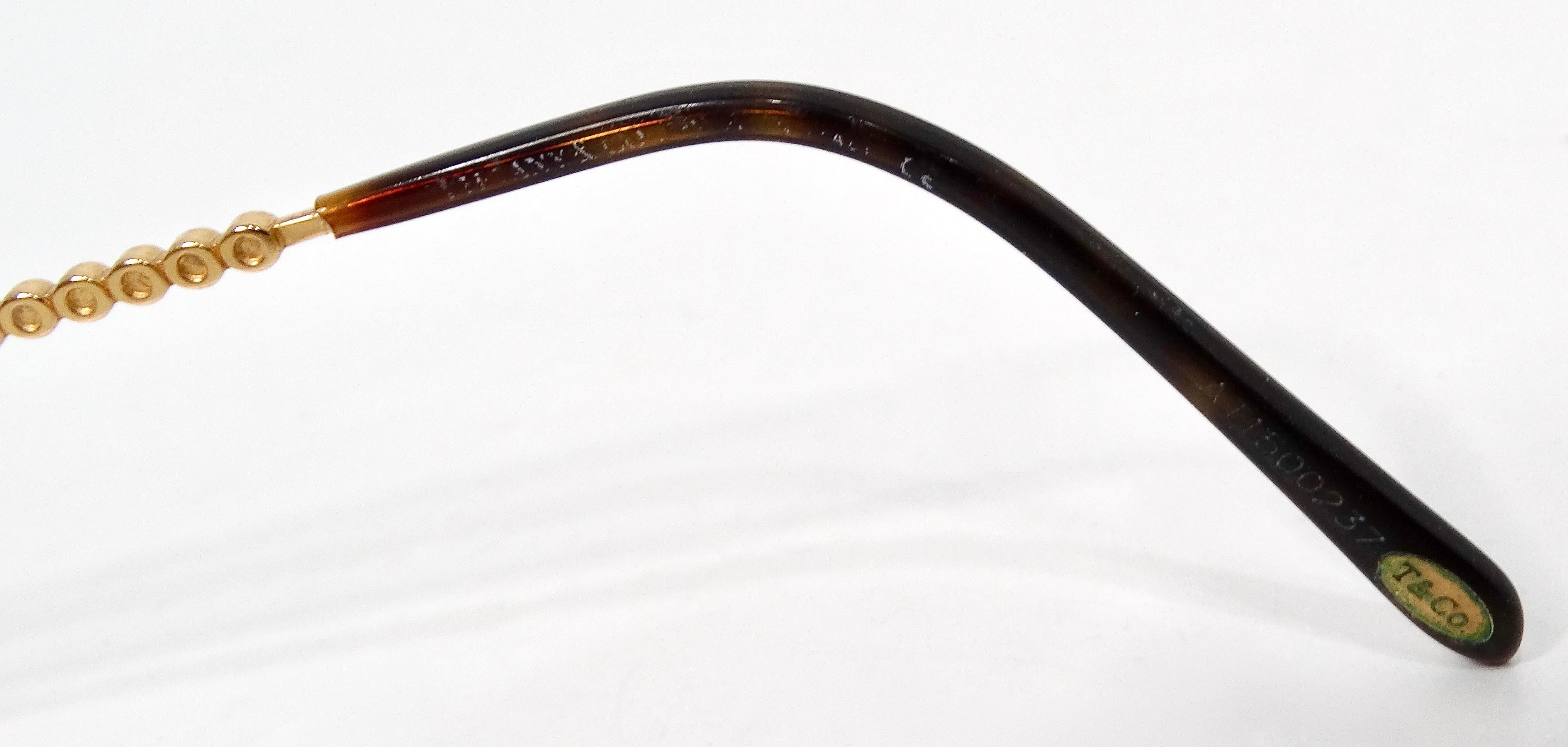 Tiffany & Co. Clear Gold Plated Rimless Eyeglasses With Crystal Details For Sale 1