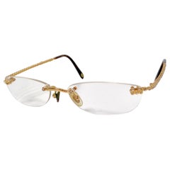 Tiffany & Co. Occhiali da vista senza montatura placcati in oro chiaro con dettagli in cristallo