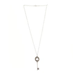 Tiffany & Co. Clover Key Pendant Necklace 18k White Gold with Diamonds