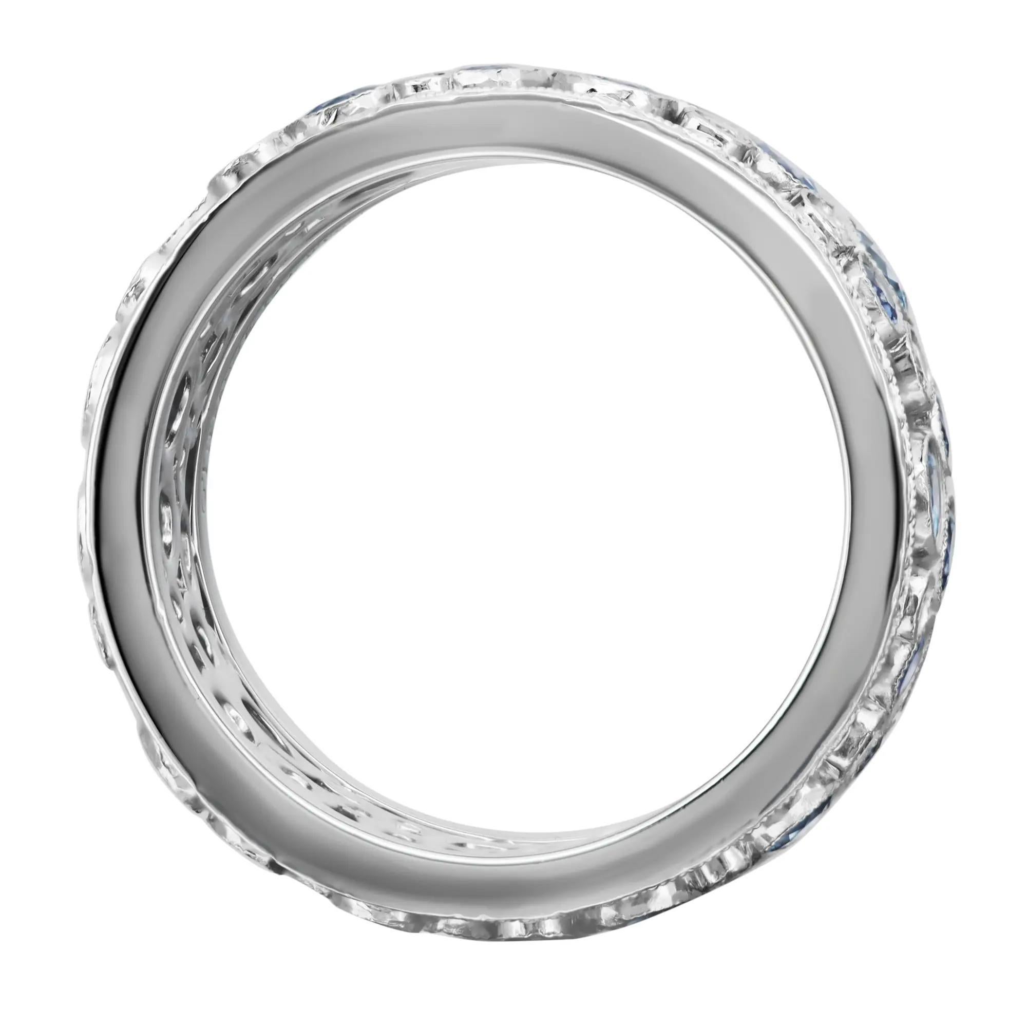 Modern TIFFANY & Co. Cobble Stone Blue Sapphire And Diamond Band Ring Platinum For Sale