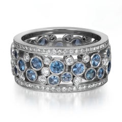 TIFFANY & Co. Anello a fascia con zaffiro blu e diamante A. Stone in platino