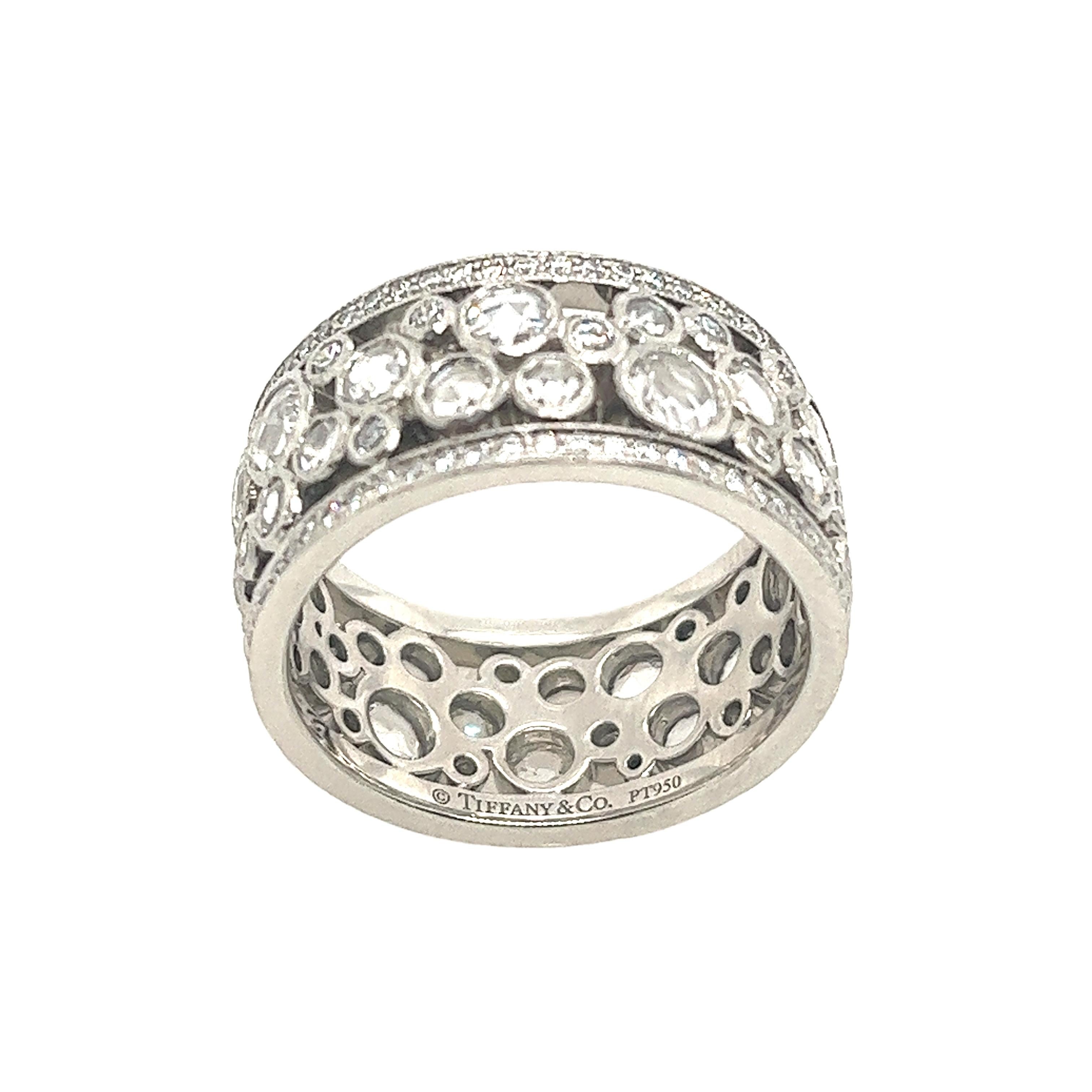 Round Cut Tiffany & Co Cobblestone 2.10ct Diamond Band Platinum Ring Size: 6.75
