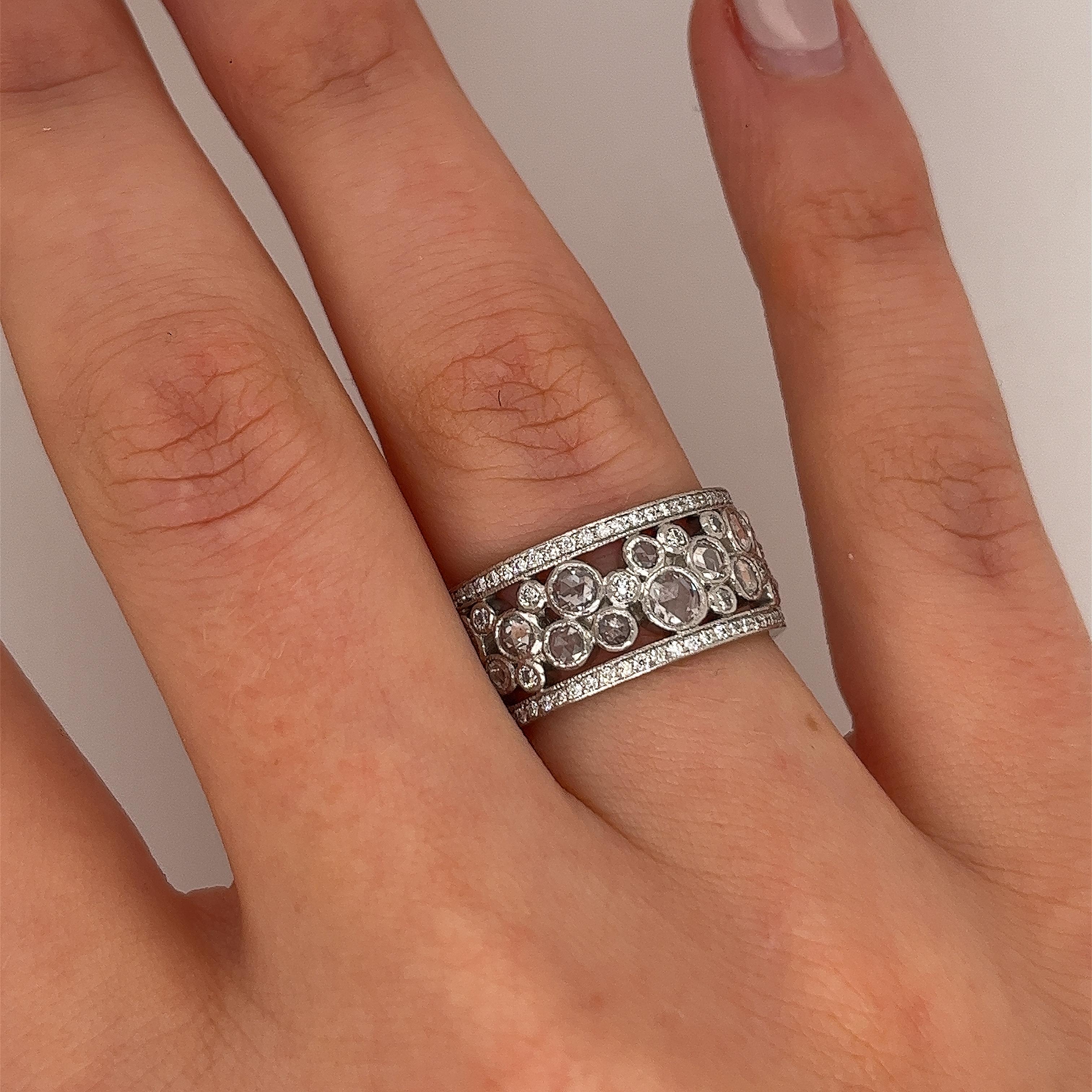 Tiffany & Co Cobblestone 2.10ct Diamond Band Platinum Ring Size: 6.75 In Excellent Condition In London, GB