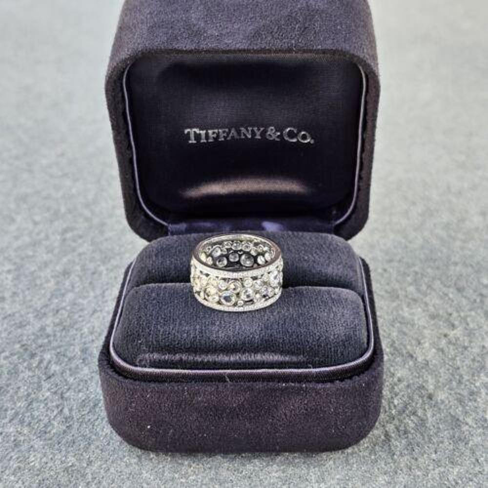 Tiffany & Co. Cobblestone Band Ring Platinum Sz 5.5 Rose Cuts Box 14500 For Sale 3