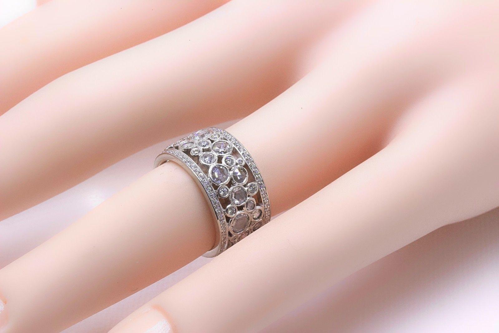 Tiffany & Co Cobblestone Band Ring Rose Cuts & Round Diamonds 2.12 TCW Platinum 2
