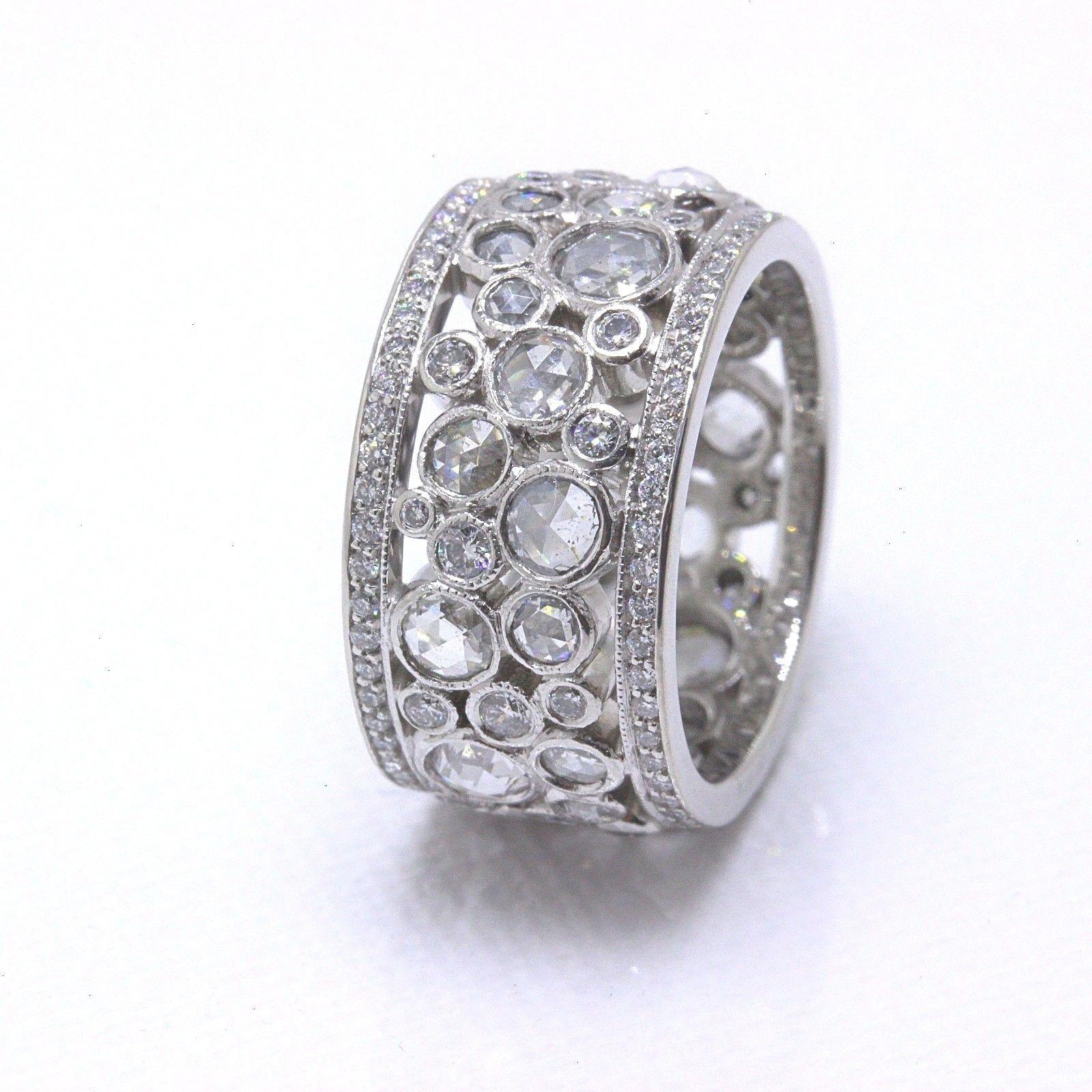Round Cut Tiffany & Co Cobblestone Band Ring Rose Cuts & Round Diamonds 2.12 TCW Platinum