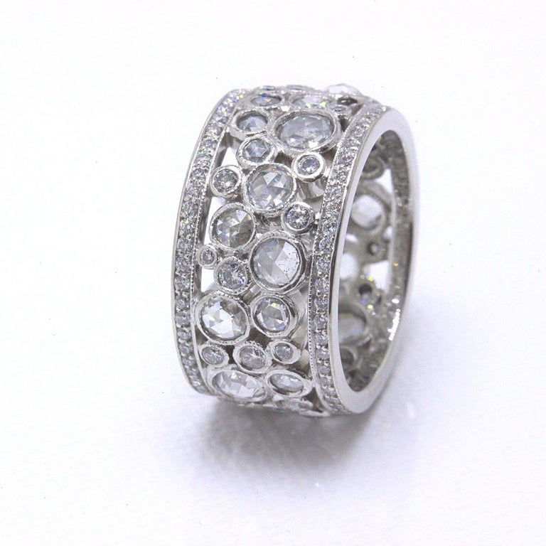 Tiffany and Co Cobblestone Band Ring Rose Cuts and Round Diamonds 2.12 ...