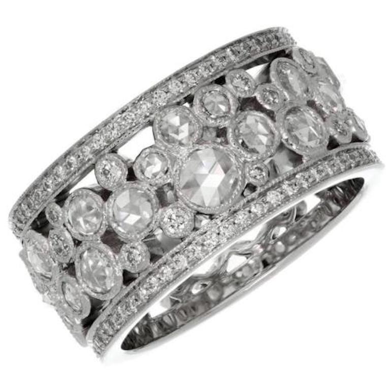 Women's Tiffany & Co Cobblestone Band Ring Rose Cuts & Round Diamonds 2.12 TCW Platinum