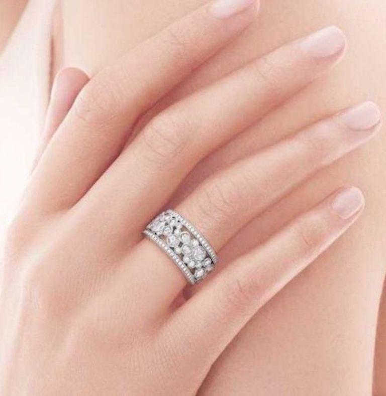 Tiffany & Co Cobblestone Band Ring Rose Cuts & Round Diamonds 2.12 TCW Platinum 1