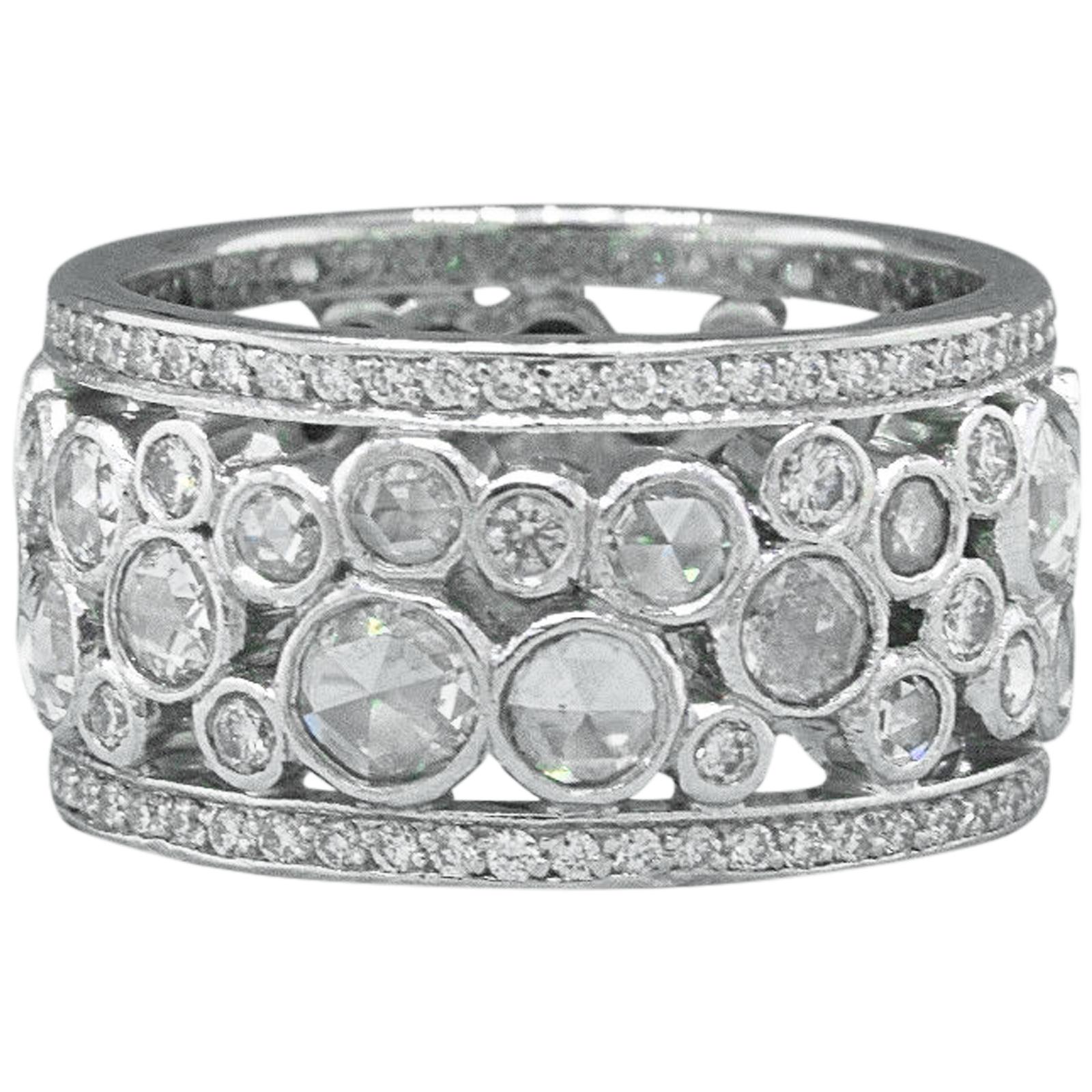 Tiffany & Co Cobblestone Band Ring Rose Cuts & Round Diamonds 2.12 TCW Platinum
