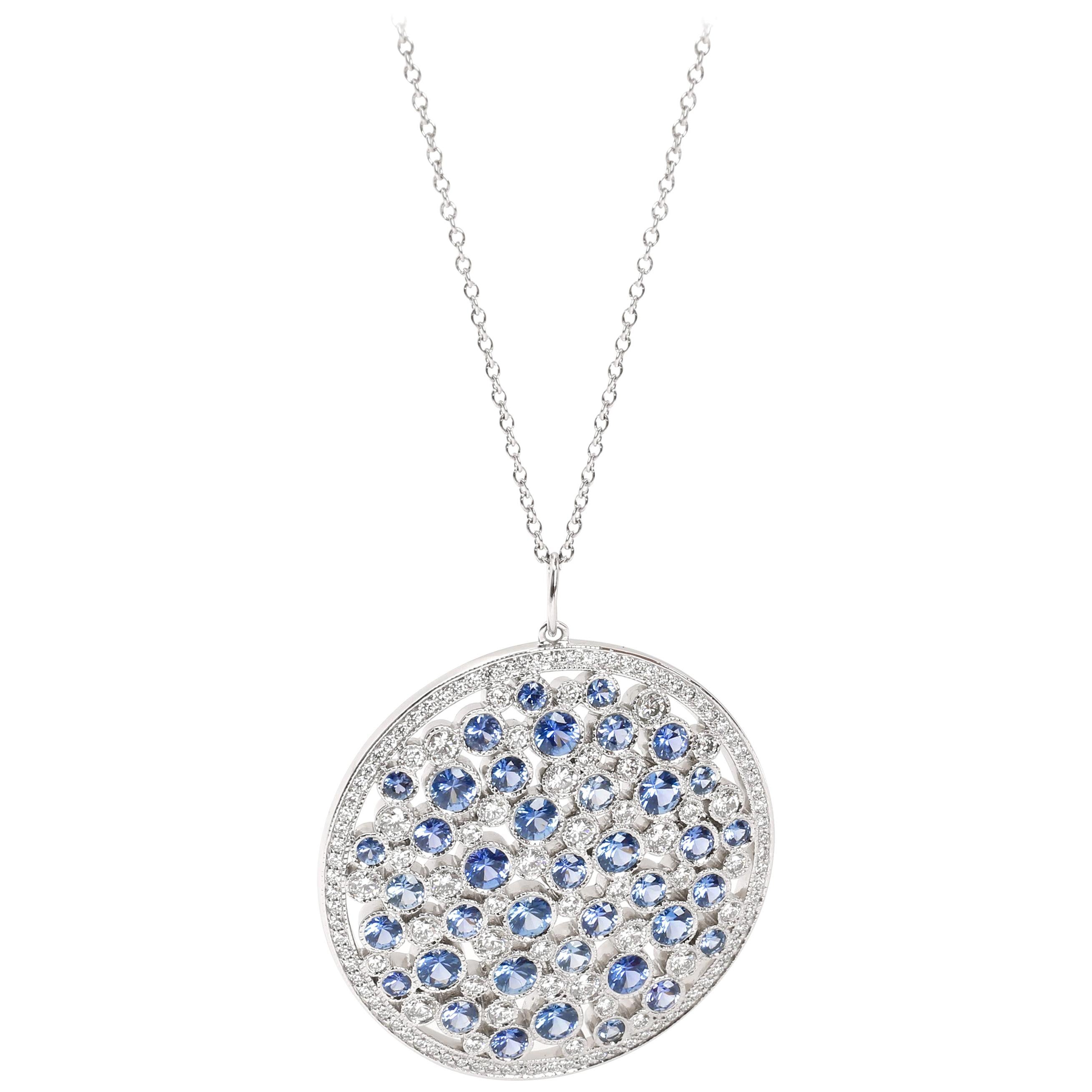 Tiffany & Co. Cobblestone Diamond and Blue Sapphire Necklace in Platinum