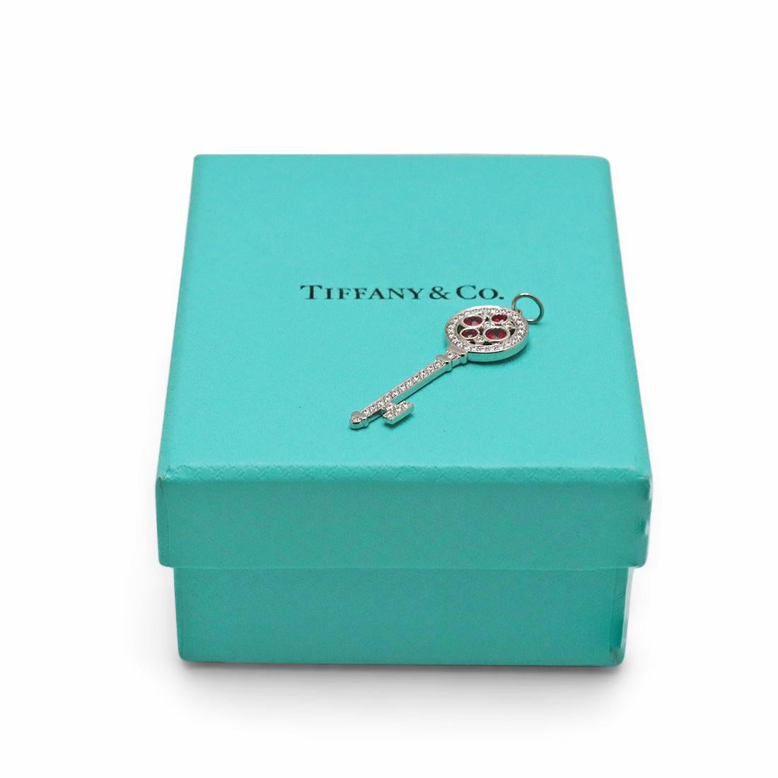 Brilliant Cut Tiffany & Co. 'Cobblestone' Diamond and Ruby Key Charm