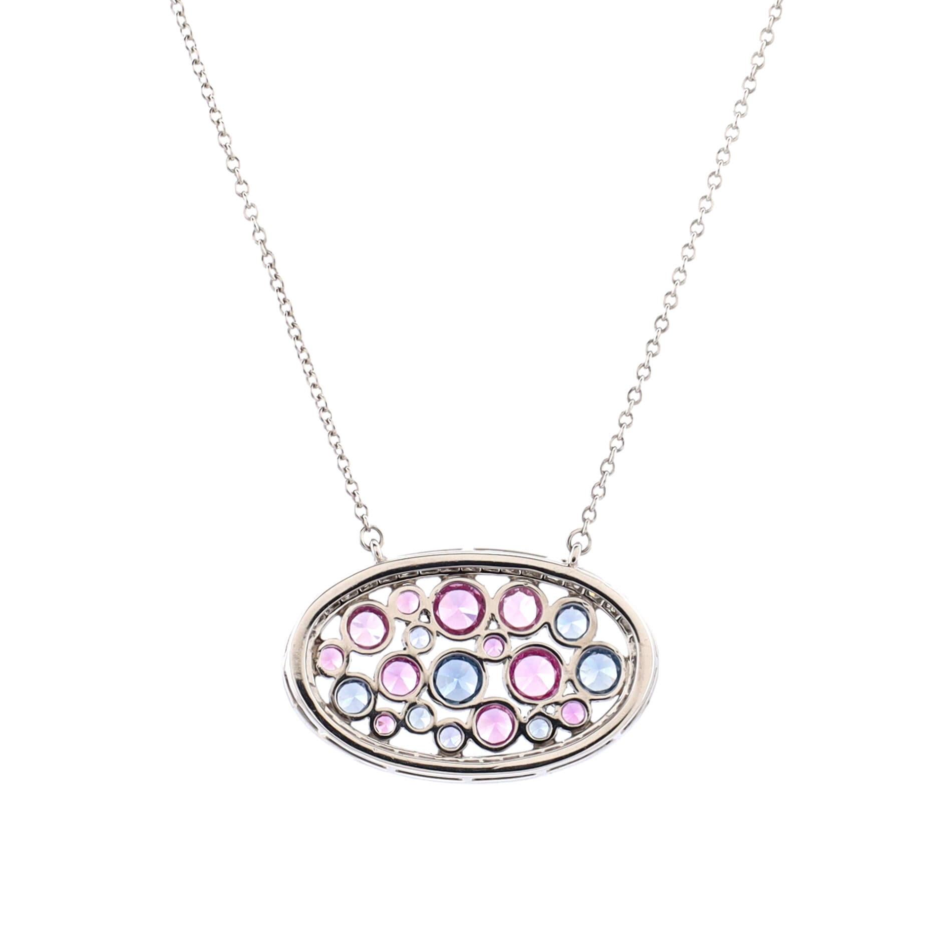 Tiffany & Co. Ovaler Anhänger-Halskette aus Platin mit Diamanten aus Blasenstein im Zustand „Gut“ in New York, NY