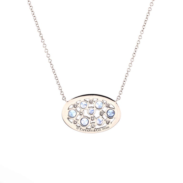 Tiffany Cobblestone Oval Pendant Necklace Platinum with Diamonds
