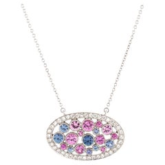 Tiffany & Co. Cobblestone Oval Pendant Necklace Platinum with Diamonds