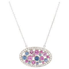 Tiffany & Co. Collana con ciondolo ovale Cobblestone in platino e diamanti