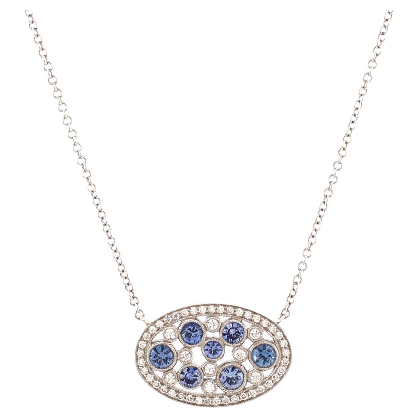 Tiffany & Co. Cobblestone Oval Pendant Necklace Platinum with Diamonds