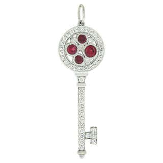 Tiffany and Co. Petals Diamond Platinum Key Pendant at 1stDibs