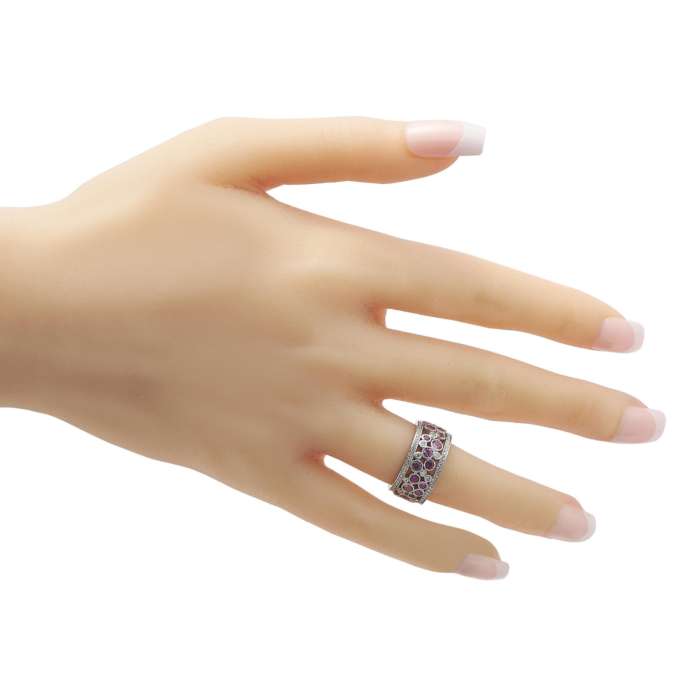 Tiffany & Co. Platin-Ring mit Kugelstein, Diamant, Rubin und rosa Saphir (Rundschliff)