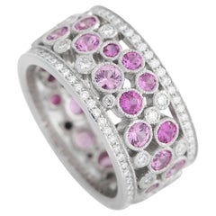 Tiffany & Co. Cobblestone Platinum Diamond, Ruby & Pink Sapphire Band Ring