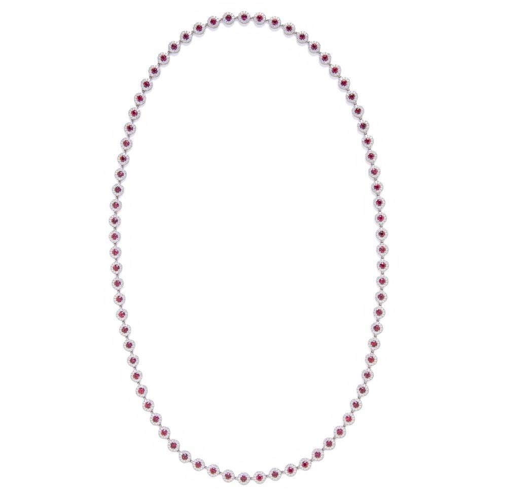 Contemporary Tiffany & Co., Cobblestone Ruby and Diamond Longchain Necklace For Sale