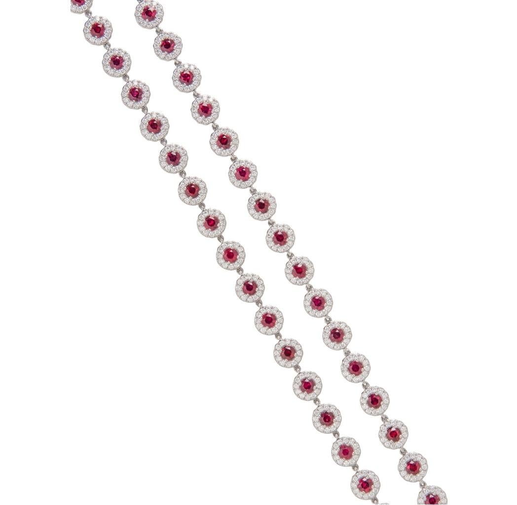 Brilliant Cut Tiffany & Co., Cobblestone Ruby and Diamond Longchain Necklace For Sale