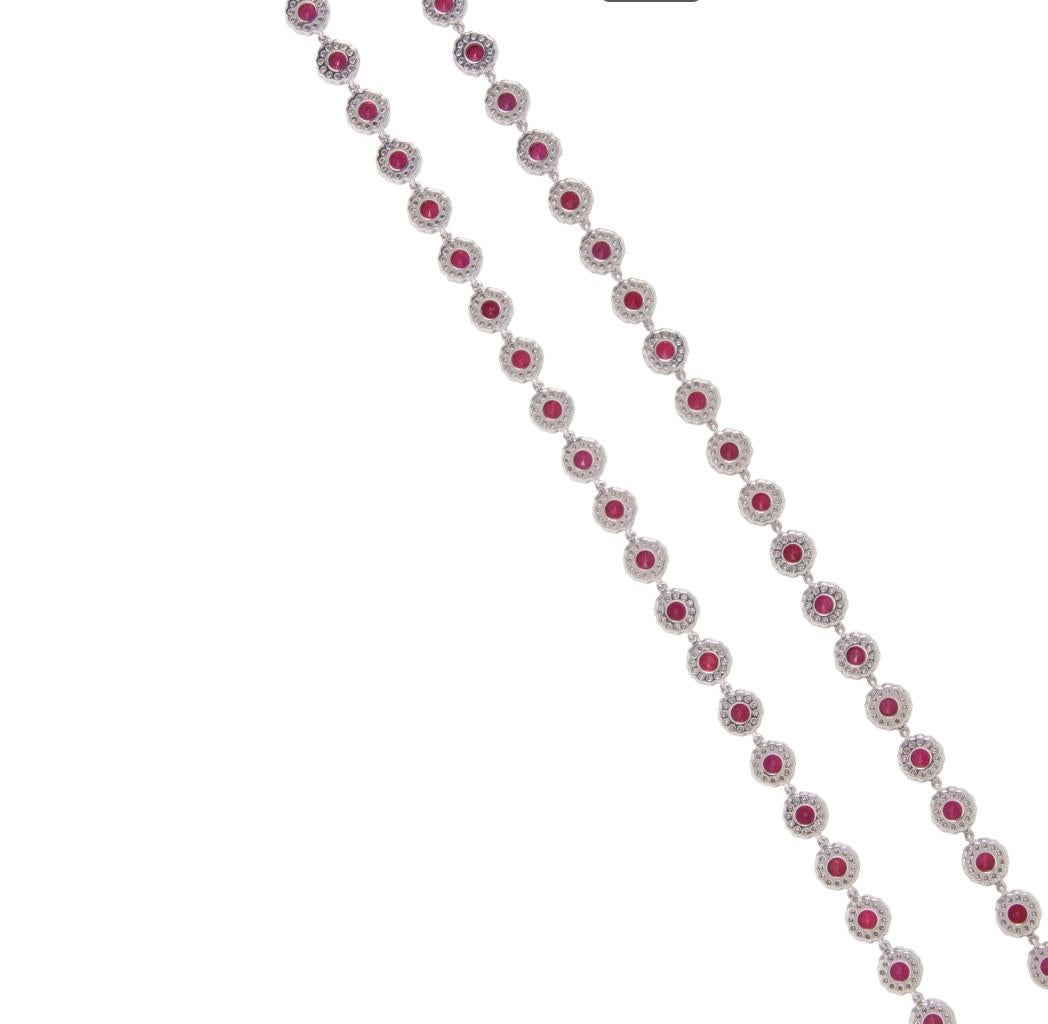 Tiffany & Co., Cobblestone Ruby and Diamond Longchain Necklace In Excellent Condition For Sale In Chicago, IL