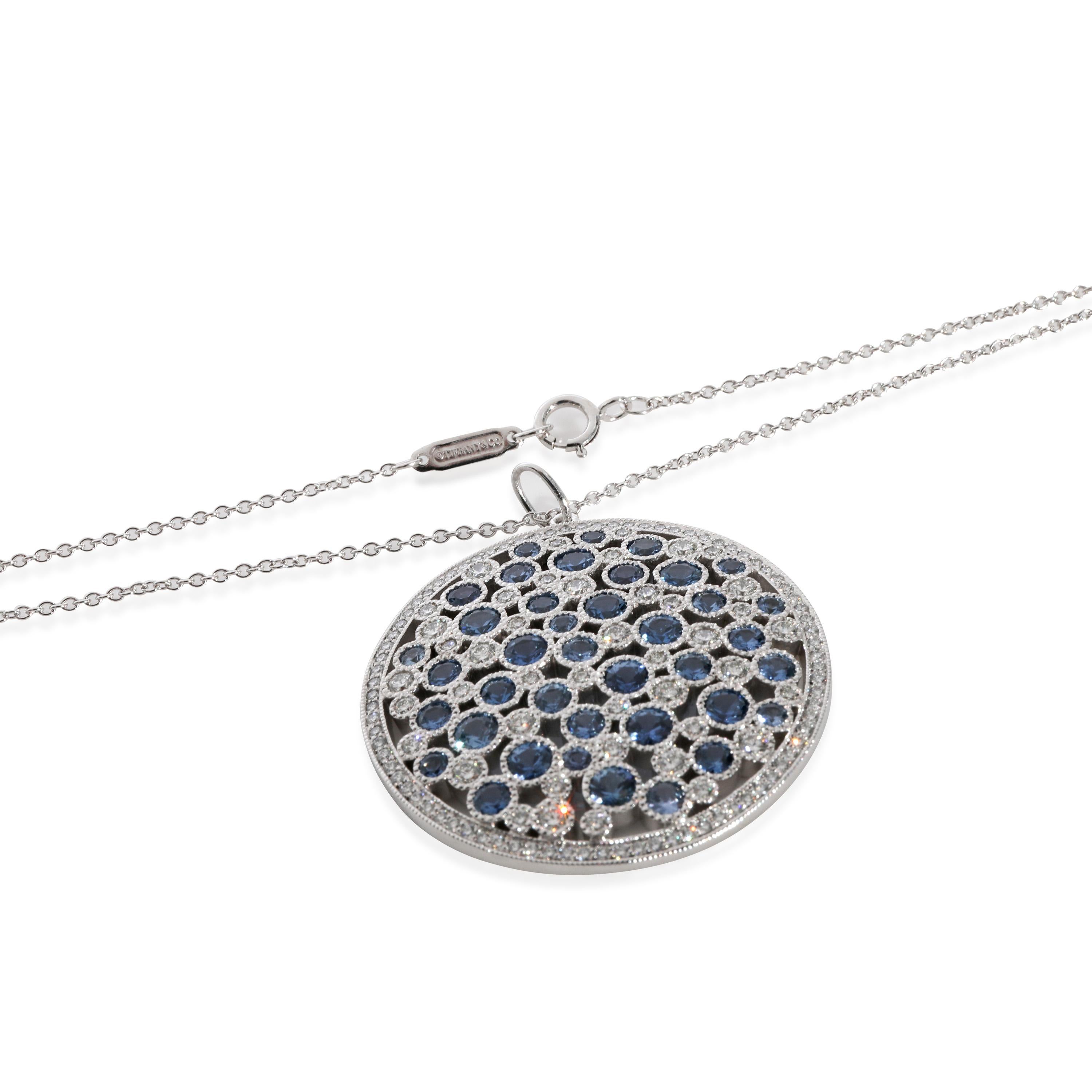 Tiffany & Co. Cobblestone-Saphir-Diamant-Anhänger in  0,91 CTW Platin im Zustand „Hervorragend“ in New York, NY
