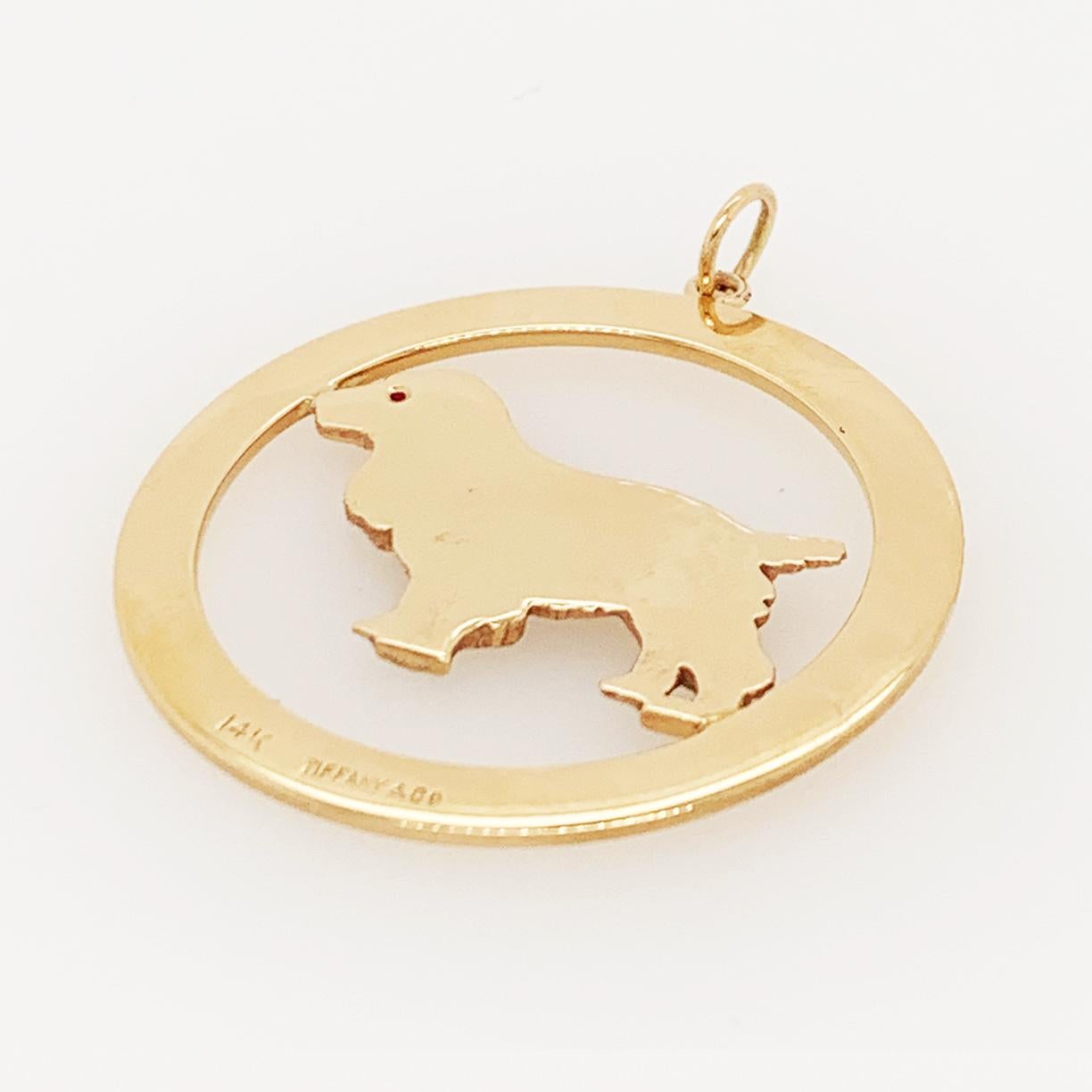 Round Cut Tiffany & Co. Cocker Spaniel Gold Charm