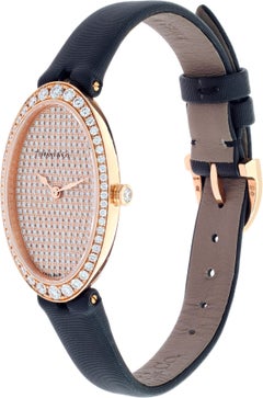 Tiffany & Co. Cocktail 2-Hand Pave Diamond Rose Gold Watch