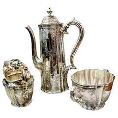 Tiffany Co. Kaffee/Tee-Set  Antike viktorianische Regentschaft Amerikanische Gravur Sterling