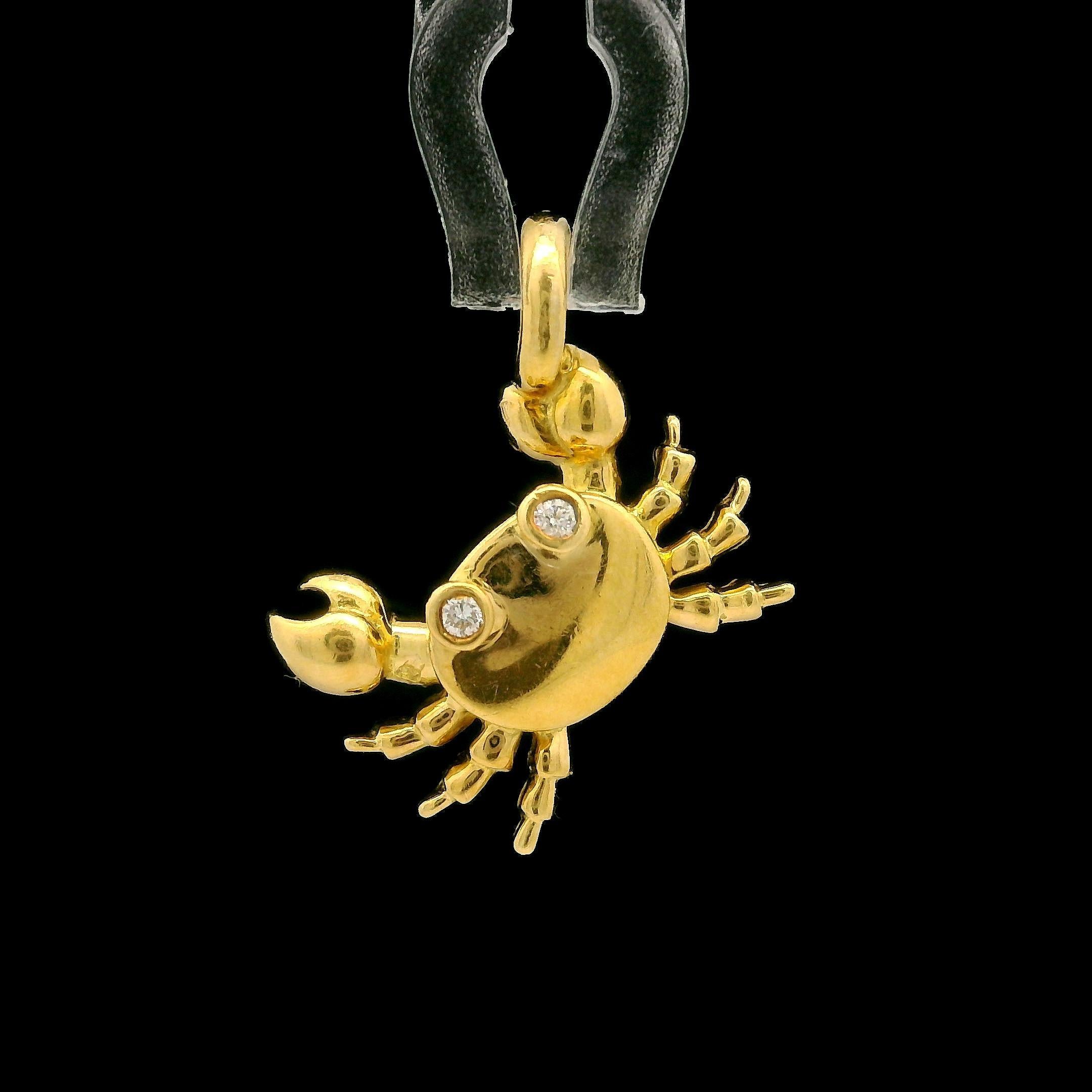 Women's Tiffany & Co. Collectible 18k Yellow Gold Diamond Crab Charm Pendant