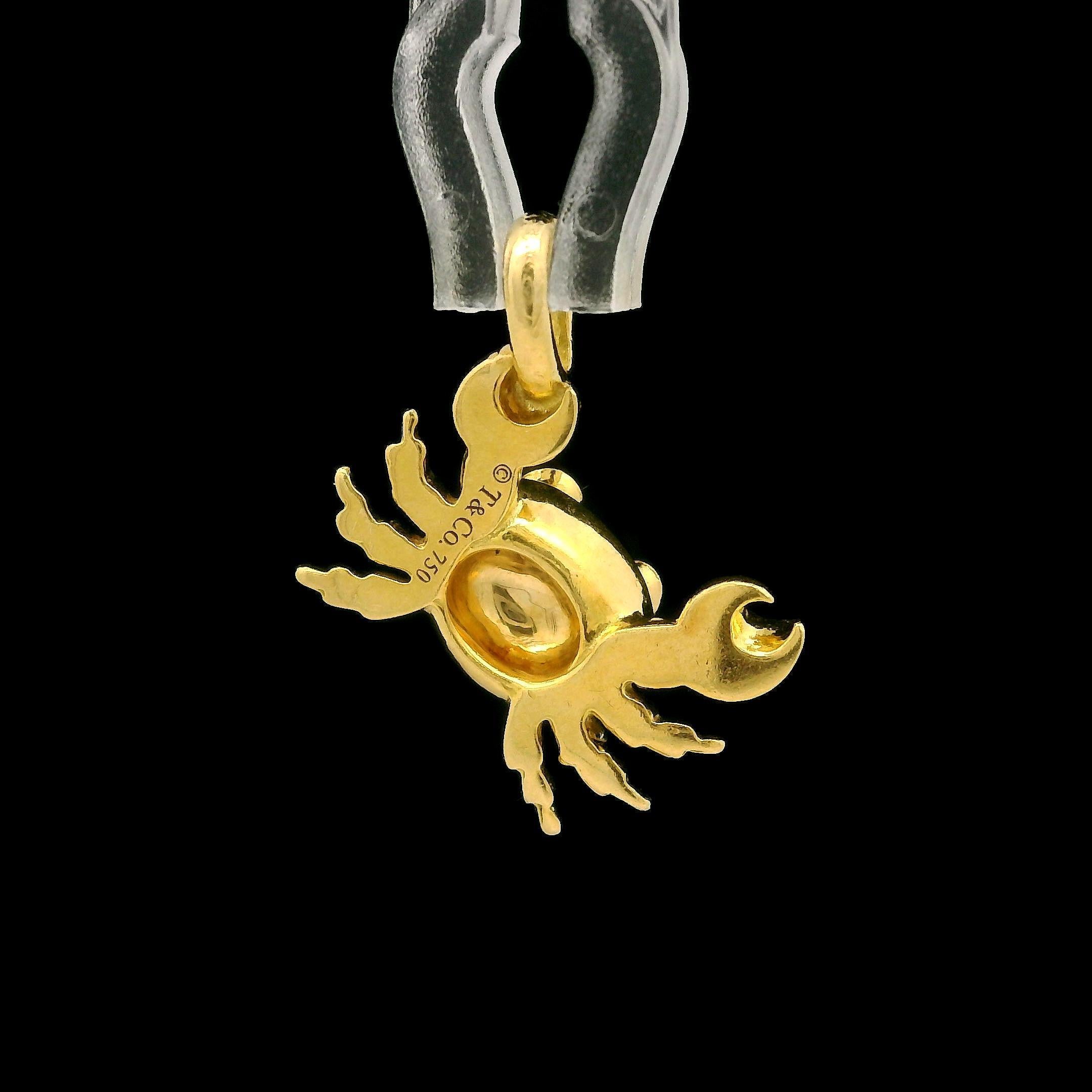 Tiffany & Co. Collectible 18k Yellow Gold Diamond Crab Charm Pendant 1