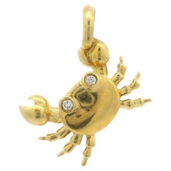 Tiffany & Co. Collectible 18k Yellow Gold Diamond Crab Charm Pendant