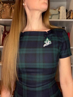 Tiffany & CO Colombian Pear Emerald & 12 Ct Diamond Pin In Platinum, Vintage