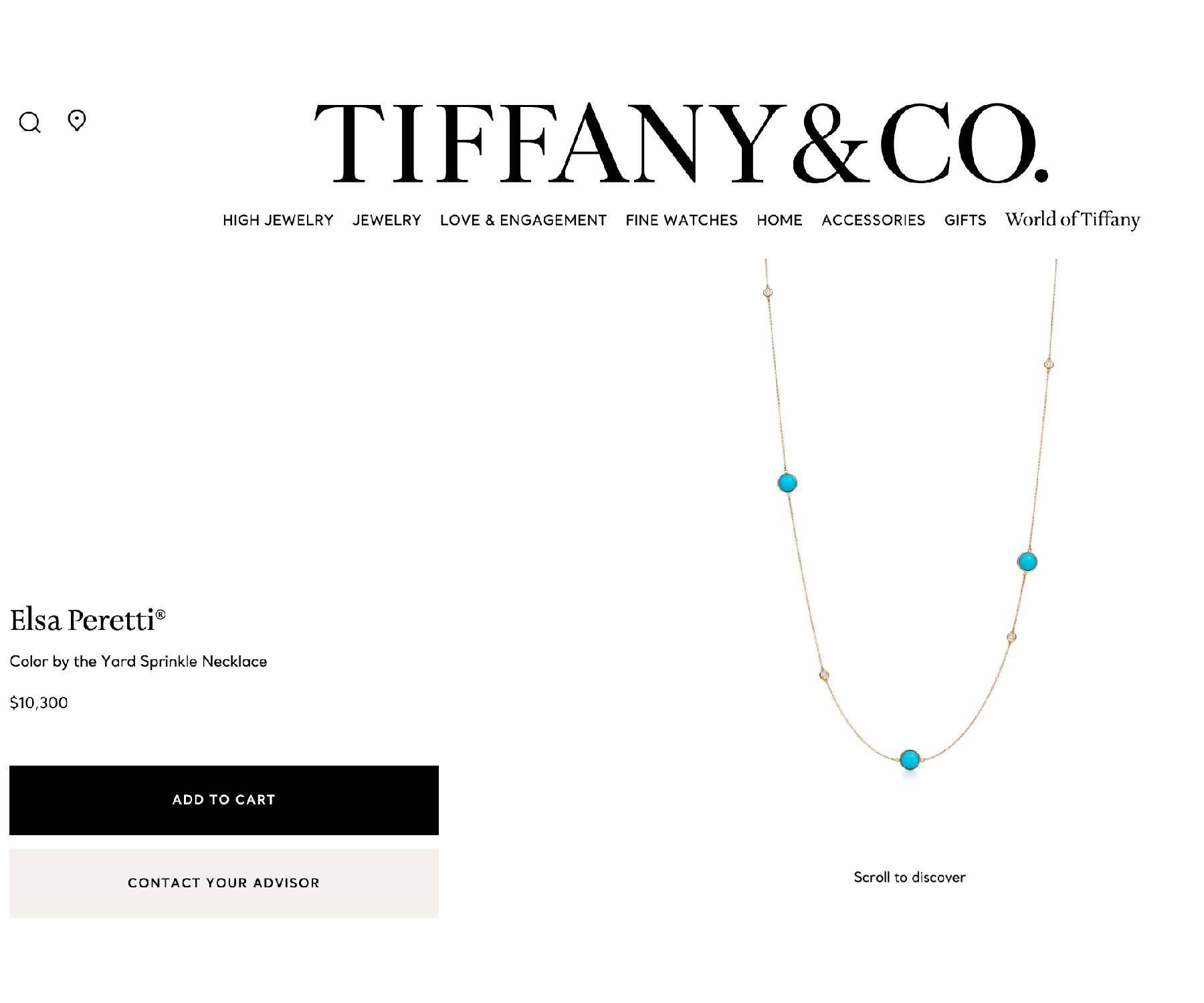 Donna Tiffany & Co. Collana Color by the Yard Sprinkle Turquoise Diamond 750 Solid Gold. in vendita